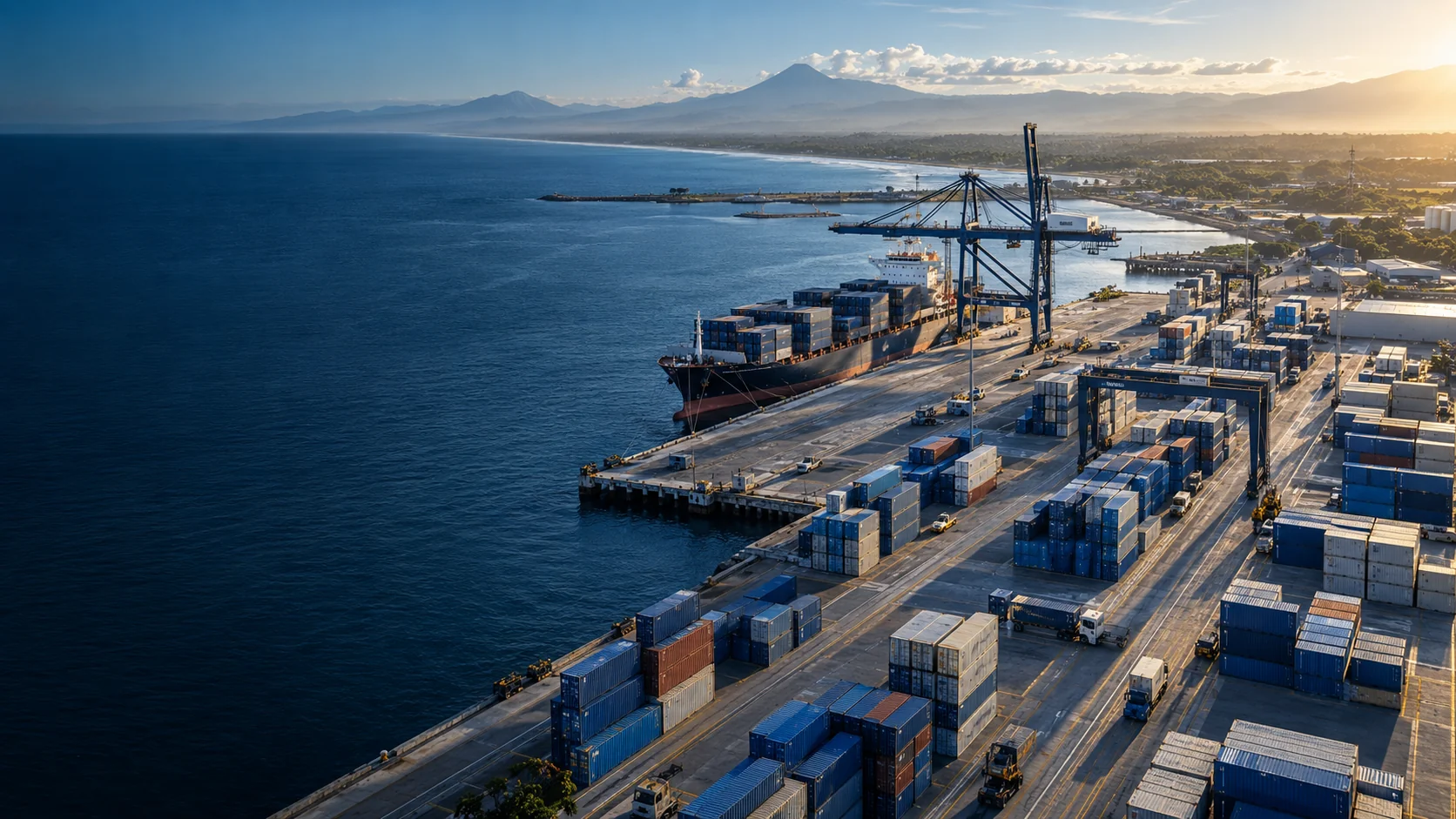 Terminal de contenedores junto al Pacífico